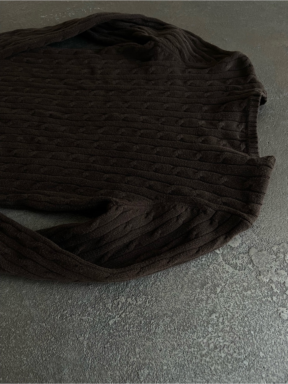 Vintage St. John's Bay Dark Chocolate Brown Cable Crewneck Sweater Cotton Blend - Picture 3 of 6